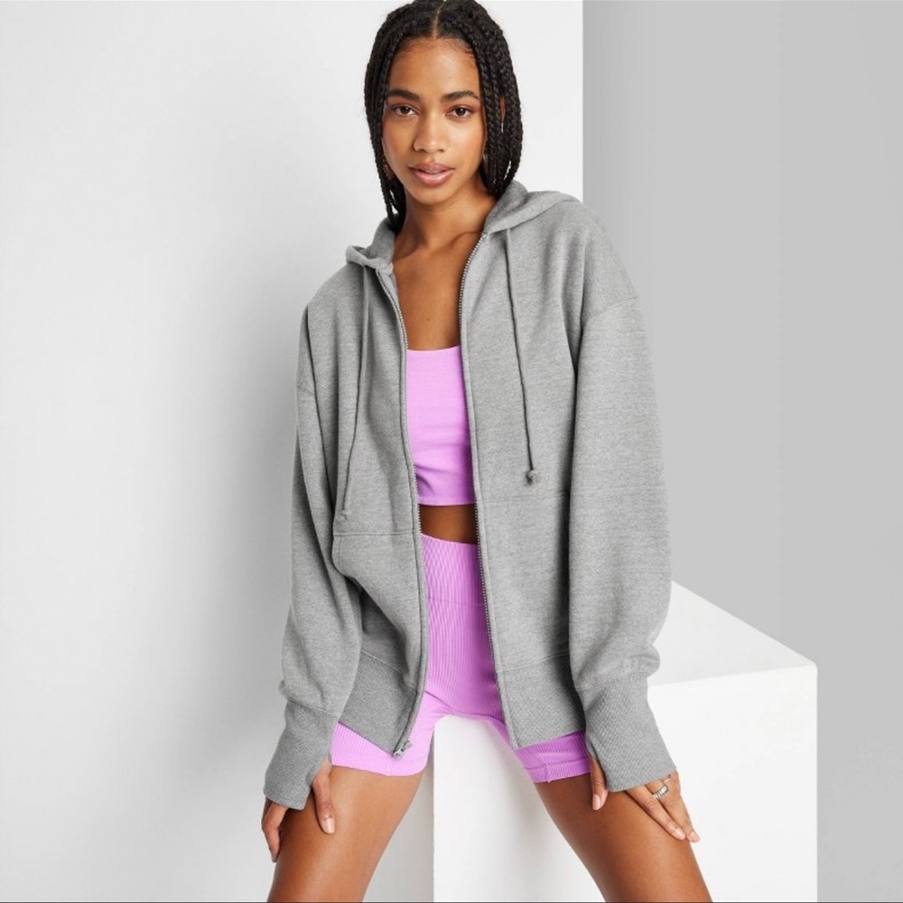 🔥Women’s Oversized Zip-Up Hoodie Sweatshirt - Wild Fable L